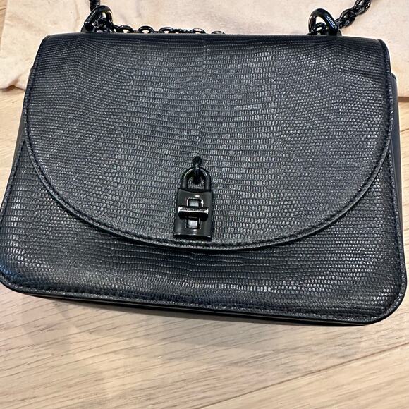 Rebecca Minkoff Love Too Black Chain Leather Crossbody Shoulder Bag Purse - Picture 5 of 8